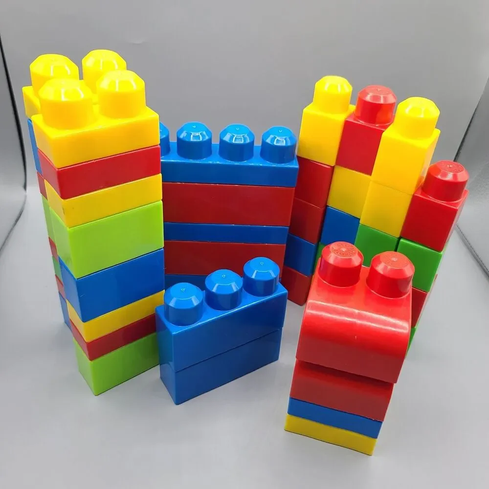 Mega Bloks 43 Piece Lot Of Assorted Blocks Shapes & Sizes